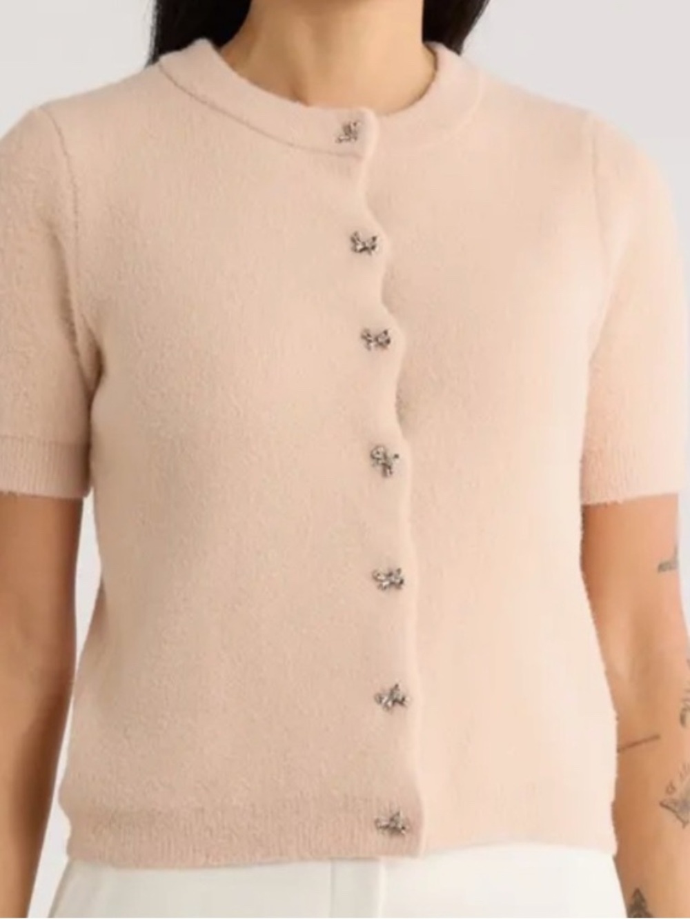NWT Muse Republic Blush Pink Short Sleeve Button Cardigan
